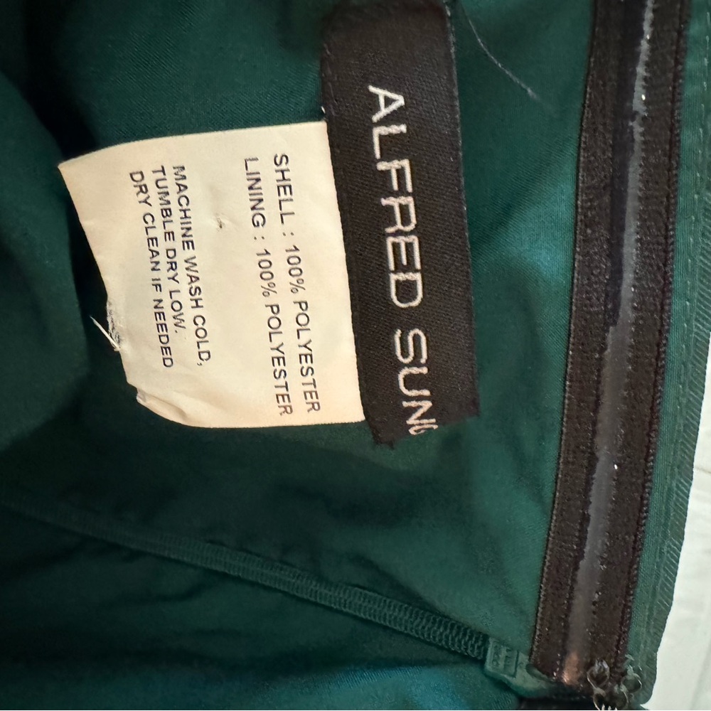 Alfred Sung Strapless Satin High Low Gown Hunter Green Size 18 - Picture 5 of 6
